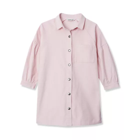 Girls 3/4 Sleeve Corduroy Shirt Dress - primary
