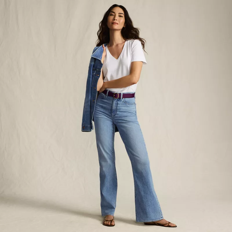 Women's Soft Denim High Rise Classic Flare Jeans, alternative image