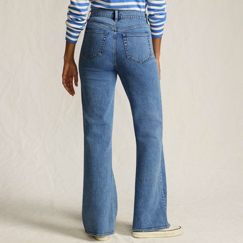  Lands' End Soft Denim Schlagjeans High Waist, Damen, Größe:34 Regular, Blau, Elasthan/baumwoll-mischung, By Lands' End 