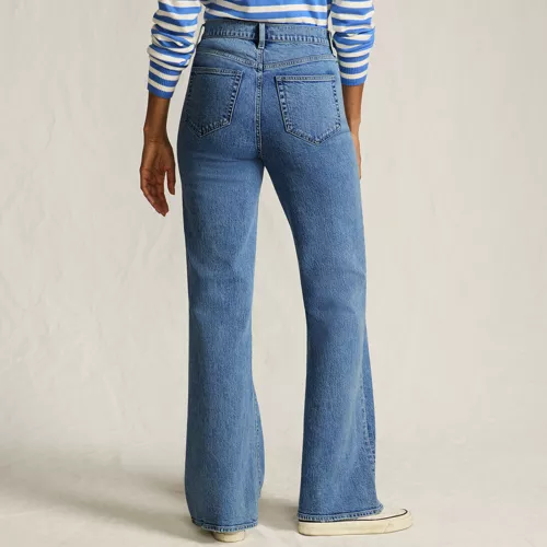 Women's Soft Denim High Rise Classic Flare Jeans, Back