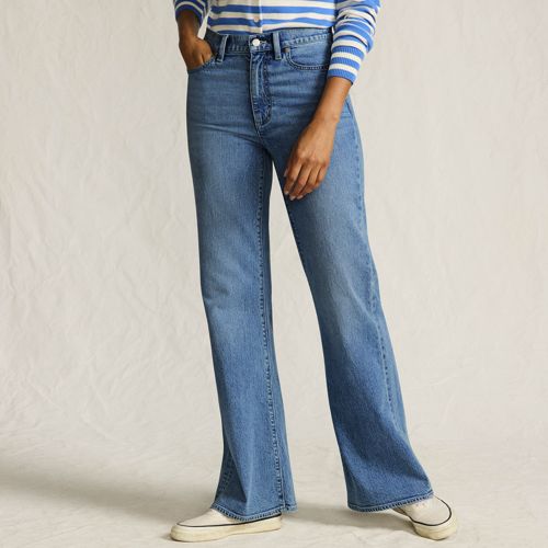  Lands' End Soft Denim Schlagjeans High Waist, Damen, Größe:34 Regular, Blau, Elasthan/baumwoll-mischung, By Lands' End 