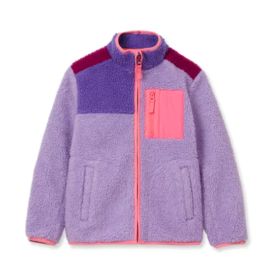 Kids Sherpa Contrast Full Zip Up Jacket - primary