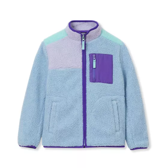 Kids Sherpa Contrast Full Zip Up Jacket - primary