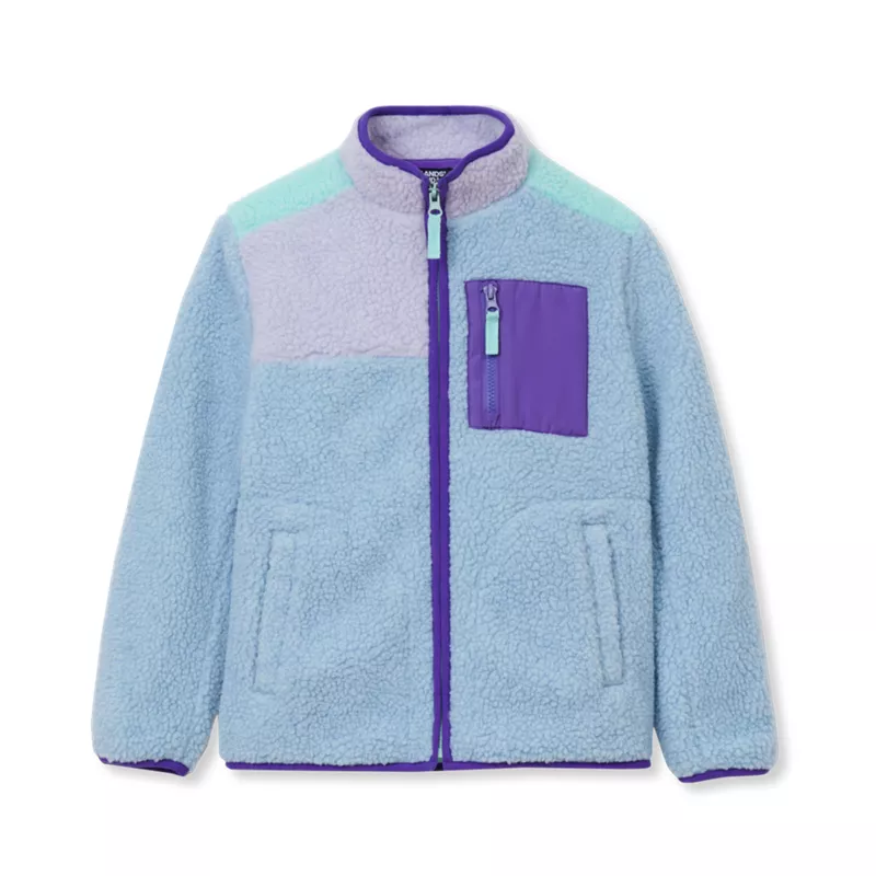Kids Sherpa Contrast Full Zip Up Jacket, alternative image