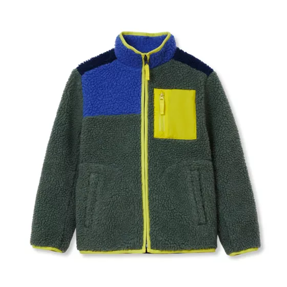 Kids Sherpa Contrast Full Zip Up Jacket - primary