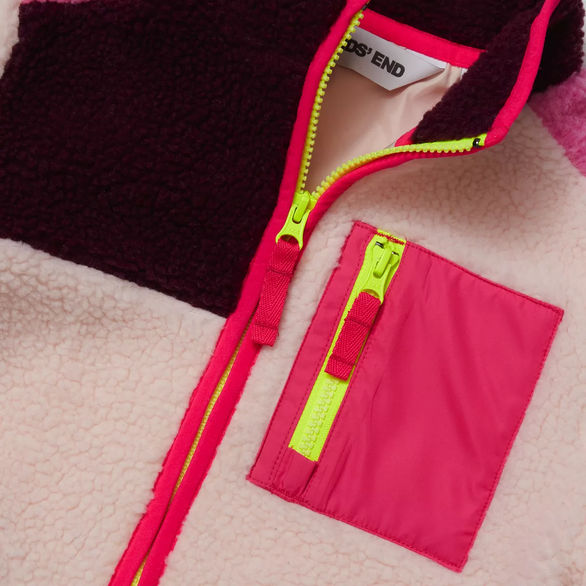 Kids Sherpa Contrast Full Zip Up Jacket