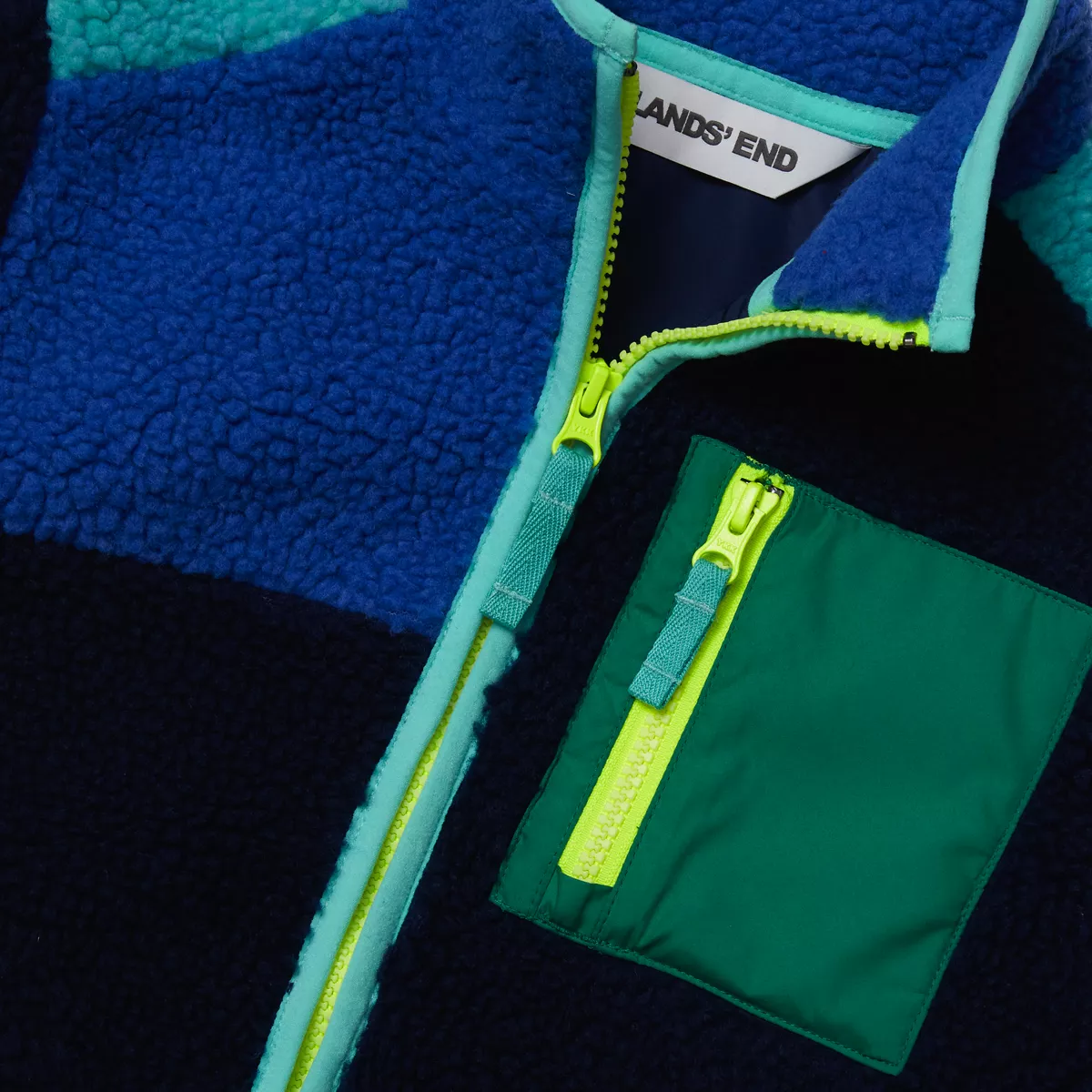 Kids Sherpa Contrast Full Zip Up Jacket