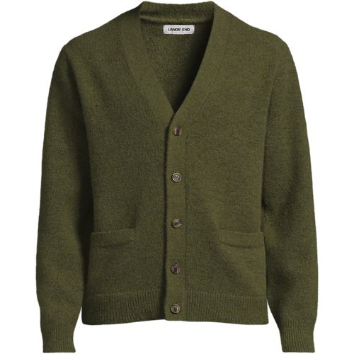 Men's Long Sleeve Fuzzy Argyle Cardigan Sweater, Front