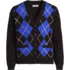 Men's Long Sleeve Fuzzy Argyle Cardigan Sweater, Front