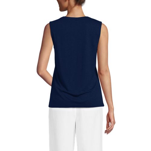  Lands' End Top Aus Leinenmix, Damen, Größe:32-34 Petite, Blau, Baumwolle/leinen/baumwoll-mischung, By Lands' End 