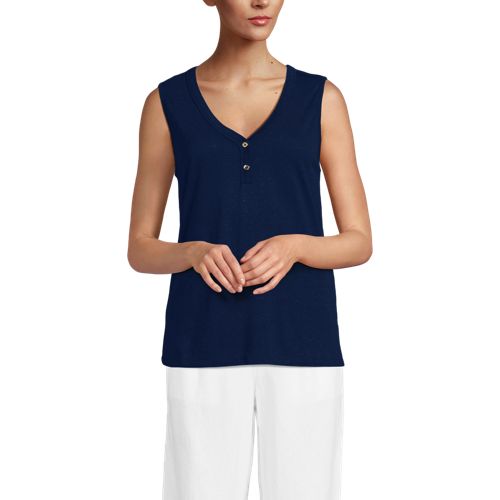  Lands' End Top Aus Leinenmix, Damen, Größe:32-34 Petite, Blau, Baumwolle/leinen/baumwoll-mischung, By Lands' End 