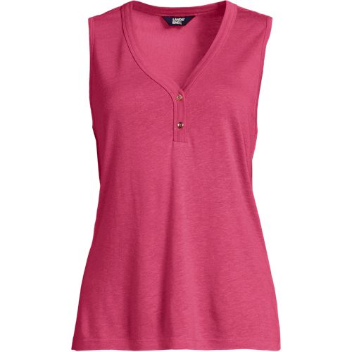 Soft Ease Linen Blend Sleeveless Top, Women, size: XL, regular, Pink, Cotton/Linen/Cotton-blend, by Lands' End