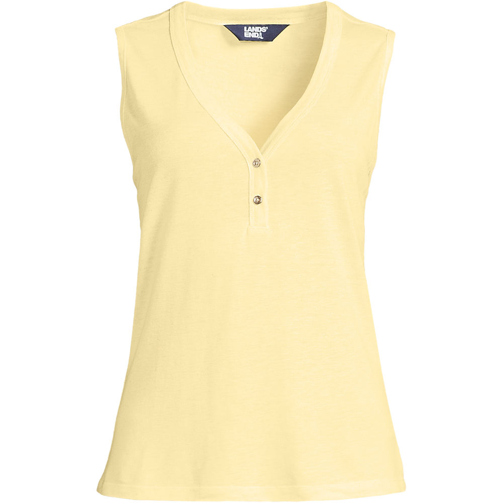Linen Blend Sleeveless Top, Women, size: 2XL, plus, Yellow, Cotton/Linen/Cotton-blend, by Lands' End