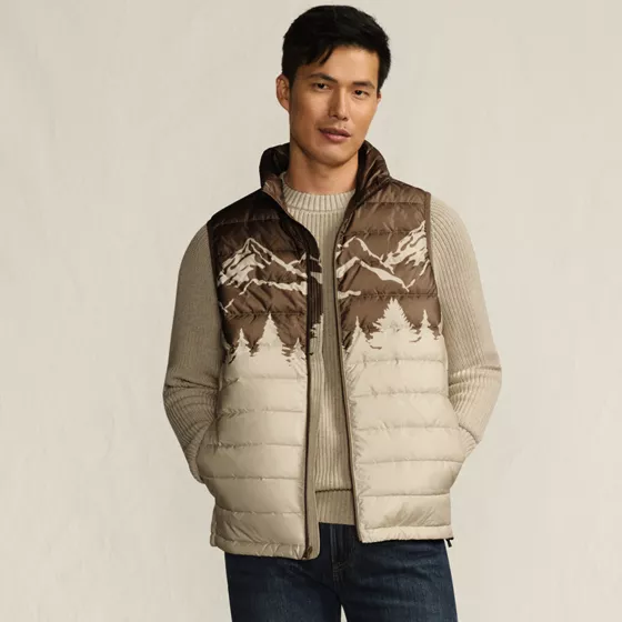 Men's Wanderweight Packable Print Down Vest - primary