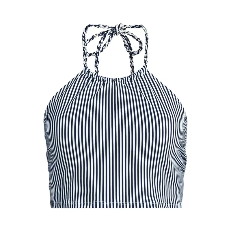 Women's Plus Size High Neck Halter Midkini Top, Front