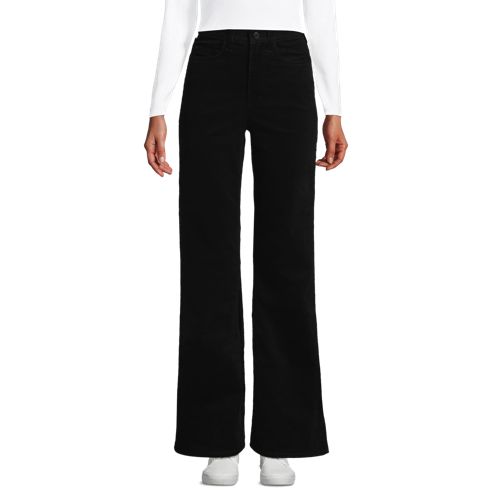  Lands' End Feincord-schlaghose High Waist, Damen, Größe:34 Regular, Schwarz, Elasthan/baumwoll-mischung, By Lands' End 