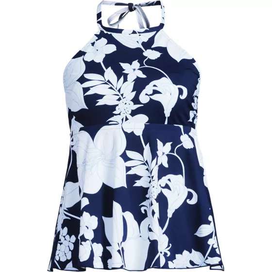 Women's Flutter High Neck Halter Tankini Top - primary