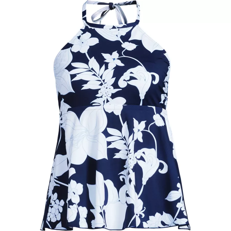 Women's Flutter High Neck Halter Tankini Top , Front