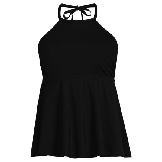 blue dress for baby girl La Blanca Women's Island Goddess Ruffled Bandeau Tankini Top - Black main image 0