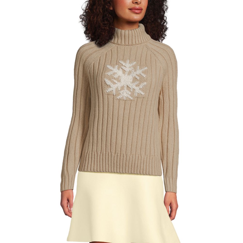 Women's Cozy Lofty Placed Jacquard Turtleneck with Cables Sweater
