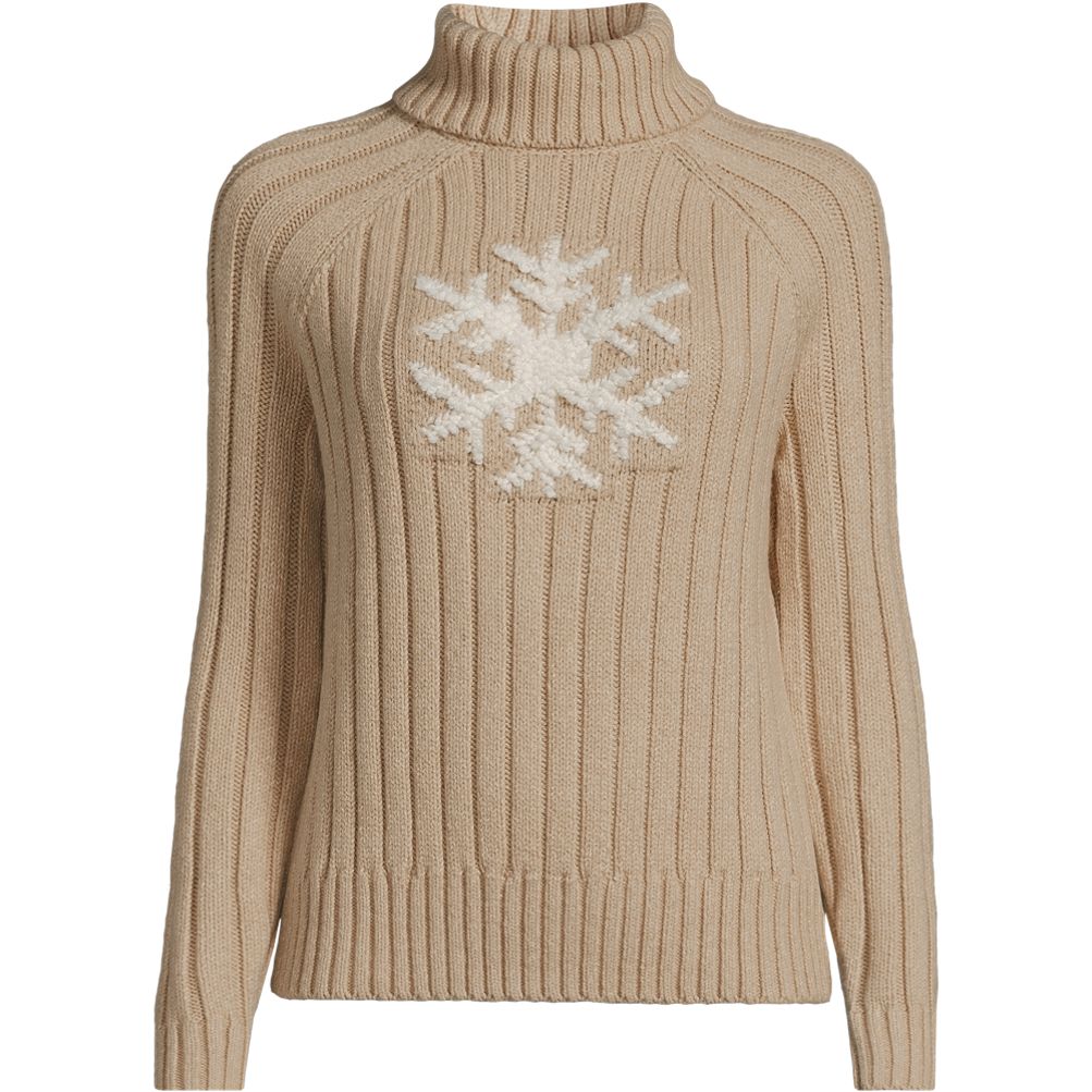 Women's Cozy Lofty Placed Jacquard Turtleneck with Cables Sweater