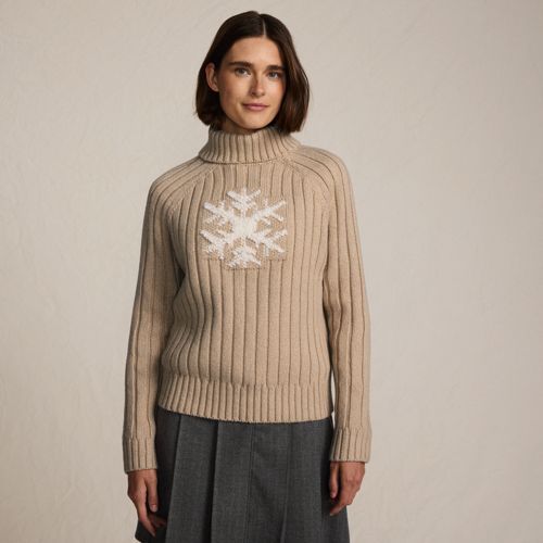 Women's Cozy Lofty Placed Jacquard Turtleneck with Cables Sweater