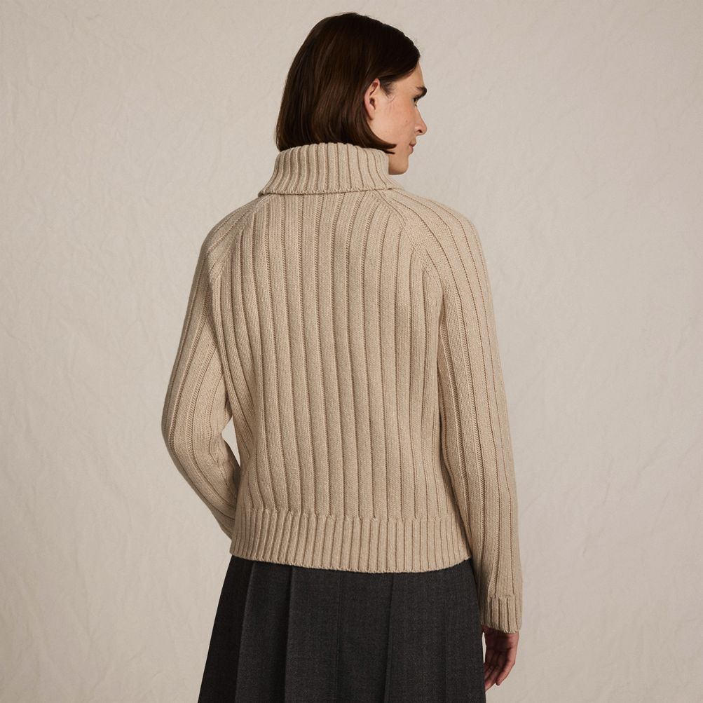 Women's Cozy Lofty Placed Jacquard Turtleneck with Cables Sweater