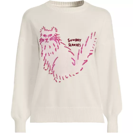 Womens Plus Size Drifter Drop Shoulder Placed Jacquard Crew Neck Sweater - primary