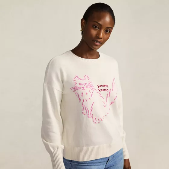 Womens Drifter Drop Shoulder Placed Jacquard Crew Neck Sweater - primary