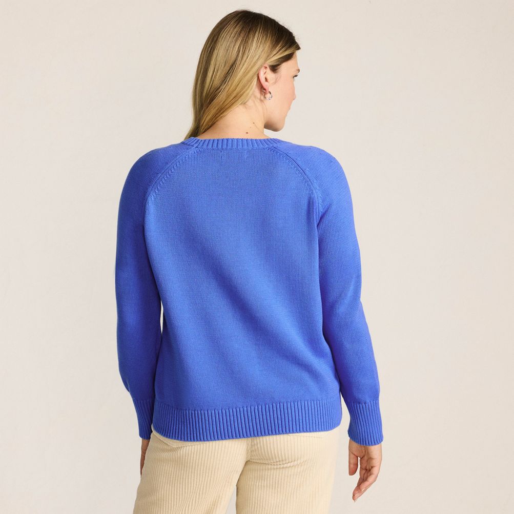 Women's Drifter Embroidered Raglan Crew Neck Sweater | Lands' End