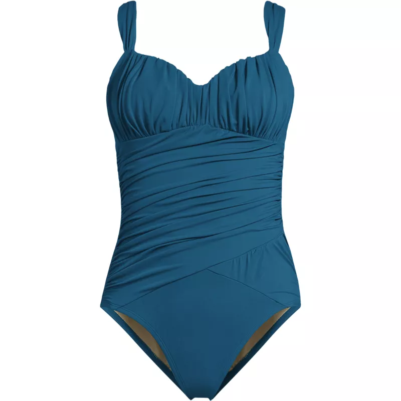 Women's Plus Size Slender Lite Sweetheart Shirred One Piece, Front