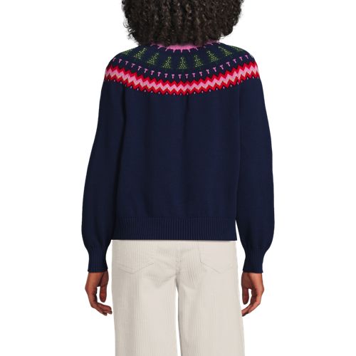 Women's Drifter Lurex Ruffle Neck Jacquard Cardigan Sweater, Back
