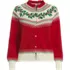Women's Drifter Lurex Ruffle Neck Jacquard Cardigan Sweater, Front