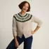Women's Drifter Lurex Ruffle Neck Jacquard Cardigan Sweater, alternative image