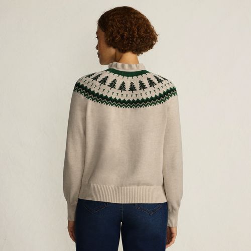 Women's Drifter Lurex Ruffle Neck Jacquard Cardigan Sweater, Back