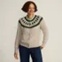 Women's Drifter Lurex Ruffle Neck Jacquard Cardigan Sweater, Front