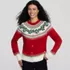 Women's Drifter Lurex Ruffle Neck Jacquard Cardigan Sweater, Front