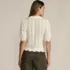 Women's Lace Pointelle Puff Sleeve Cardigan Sweater, Back