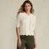 Women's Lace Pointelle Puff Sleeve Cardigan Sweater, Front