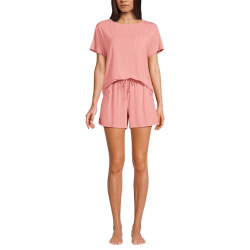  Lands' End Kühlendes Pyjama-set Mit Shorts, Damen, Größe:40-42 Regular, Pink, Elasthan/viskose-mischung, By Lands' End 