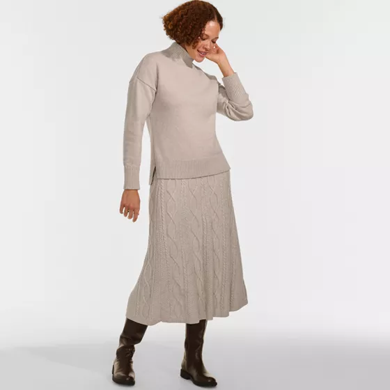 Women's Cozy Lofty Split Hem Turtleneck Sweater - primary