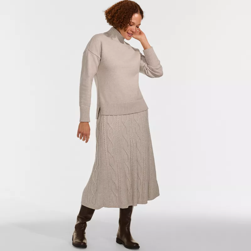 Women's Cozy Lofty Split Hem Turtleneck Sweater, alternative image