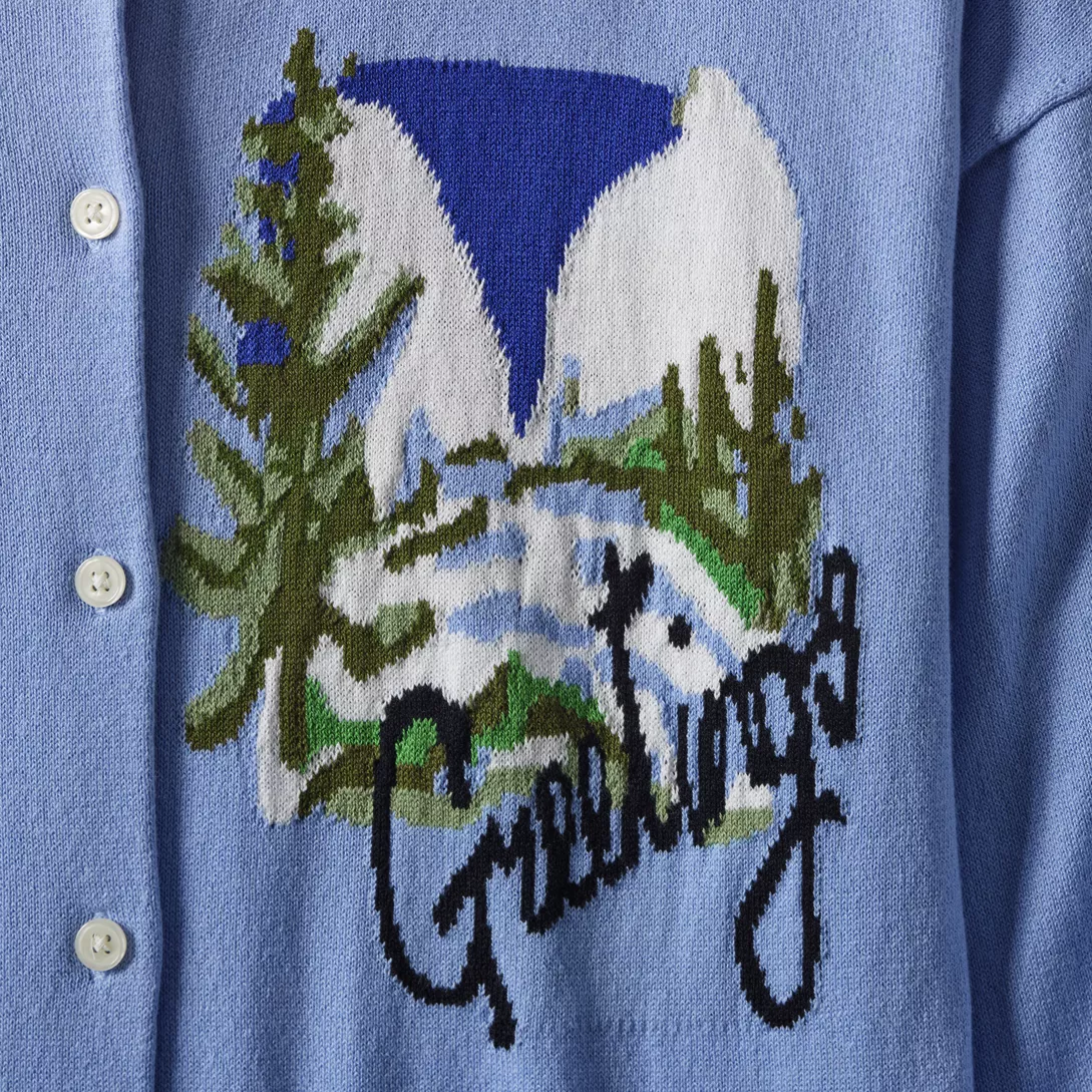 Women's Cropped Placed Jacquard Fine Gauge Crew Neck Cardigan Sweater