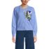 Women's Cropped Placed Jacquard Fine Gauge Crew Neck Cardigan Sweater, Front
