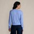 Women's Cropped Placed Jacquard Fine Gauge Crew Neck Cardigan Sweater, Back