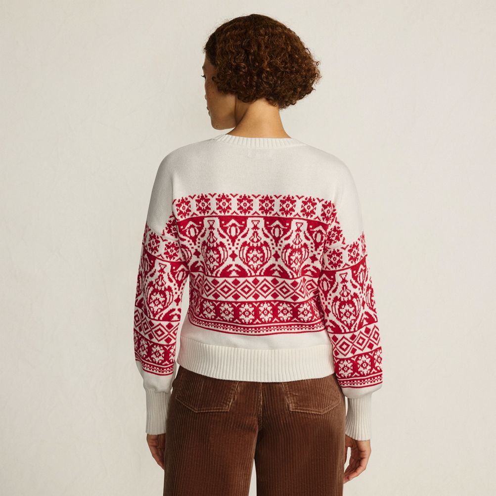 Women's Drifter Placed Jacquard Jersey Crew Neck Sweater | Lands' End