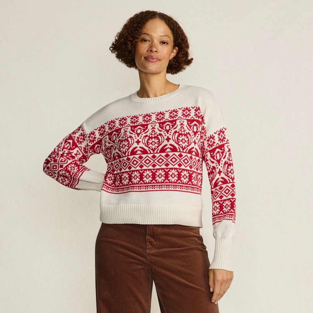 Women's Drifter Placed Jacquard Jersey Crew Neck Sweater | Lands' End