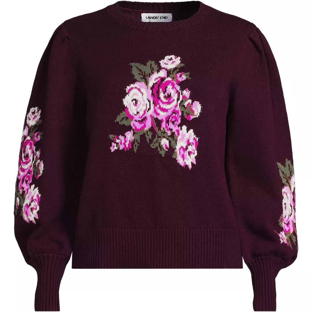 Women's Drifter Puff Sleeve Jacquard Crew Neck Sweater