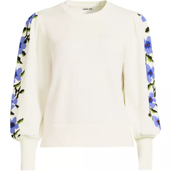 Women's Drifter Puff Sleeve Jacquard Crew Neck Sweater - primary