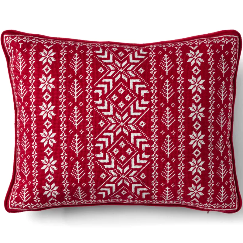 Holiday Needlepoint Throw Pillow, Front